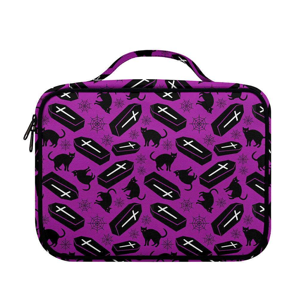 Purple Halloween Coffin Pattern Print Briefcase Bible Bag