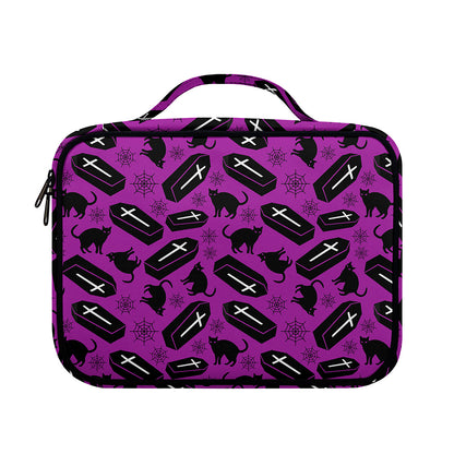 Purple Halloween Coffin Pattern Print Briefcase Bible Bag