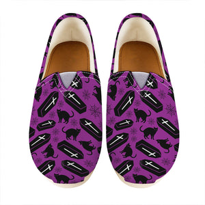 Purple Halloween Coffin Pattern Print Casual Shoes