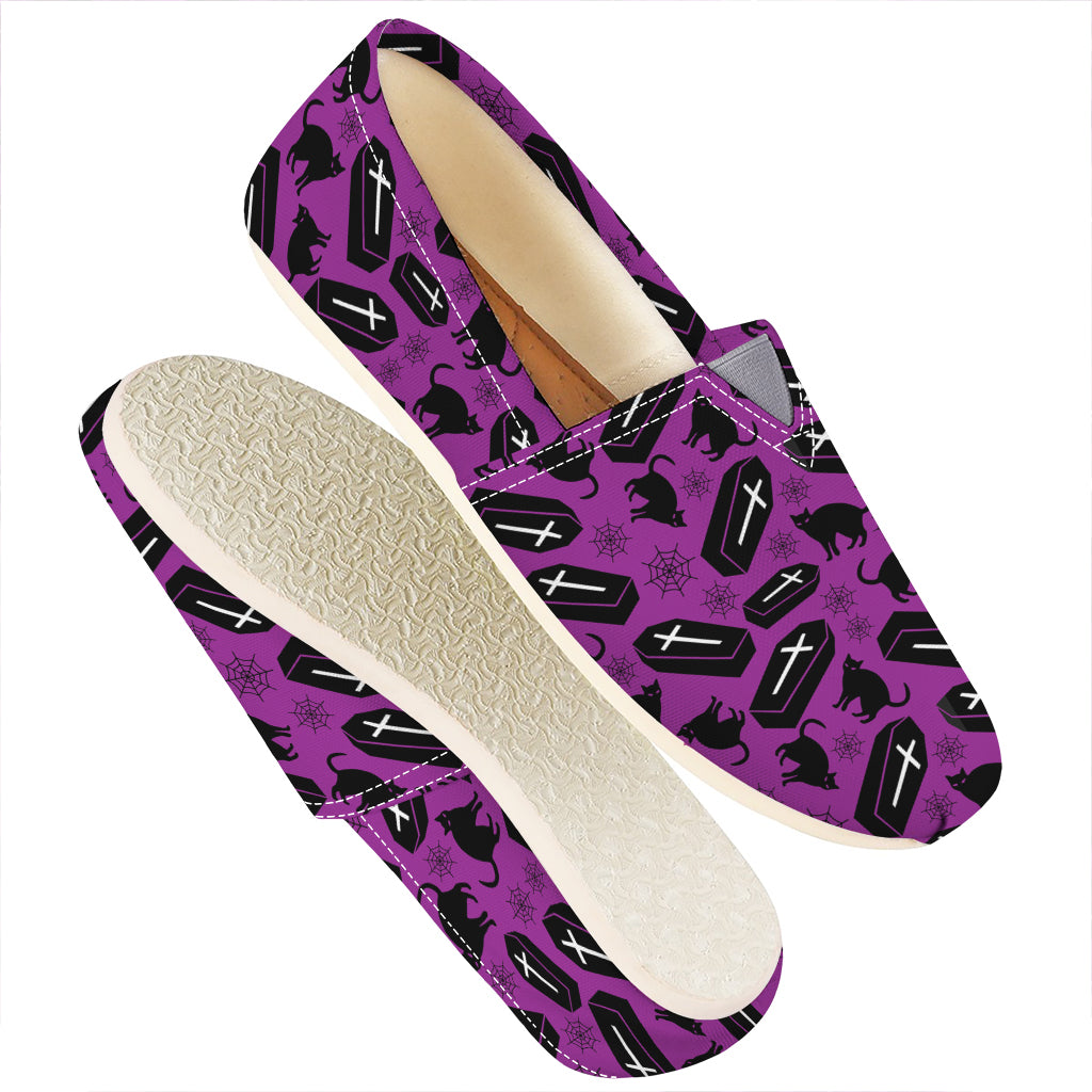 Purple Halloween Coffin Pattern Print Casual Shoes