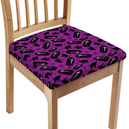 Purple Halloween Coffin Pattern Print Chair Cushion Cover