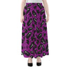 Purple Halloween Coffin Pattern Print Chiffon Maxi Skirt