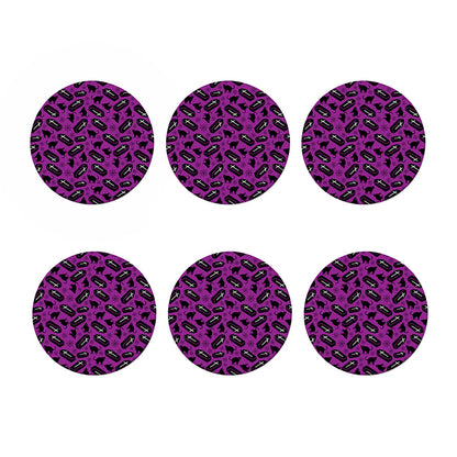 Purple Halloween Coffin Pattern Print Coaster Set