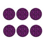 Purple Halloween Coffin Pattern Print Coaster Set
