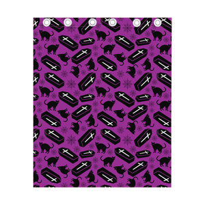 Purple Halloween Coffin Pattern Print Curtain