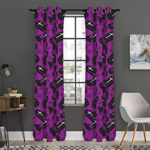 Purple Halloween Coffin Pattern Print Curtain