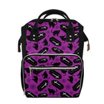 Purple Halloween Coffin Pattern Print Diaper Bag