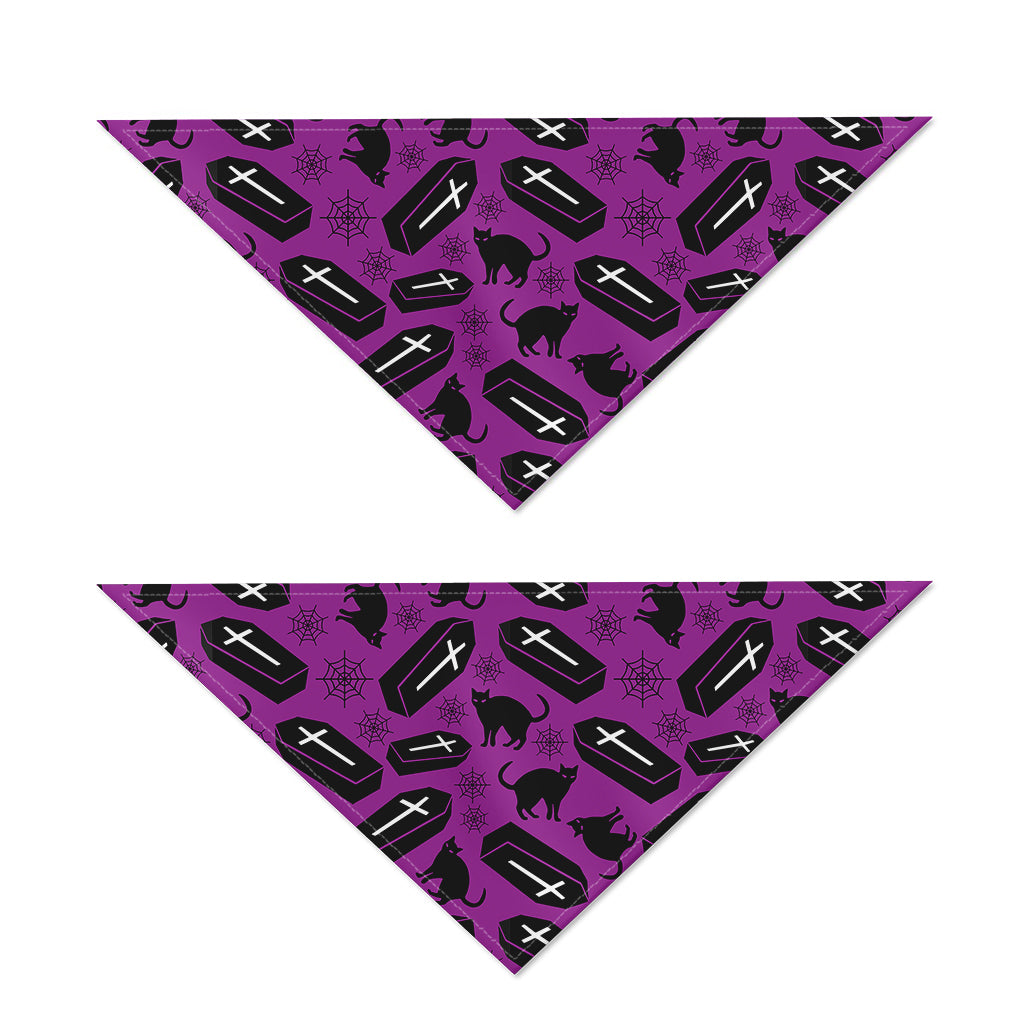 Purple Halloween Coffin Pattern Print Dog Bandana