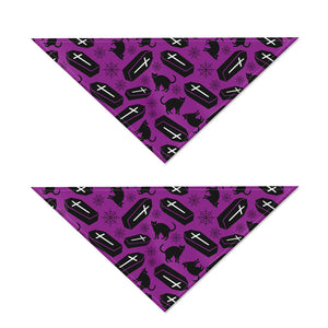 Purple Halloween Coffin Pattern Print Dog Bandana