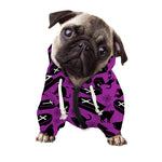 Purple Halloween Coffin Pattern Print Dog Zip Up Hoodie