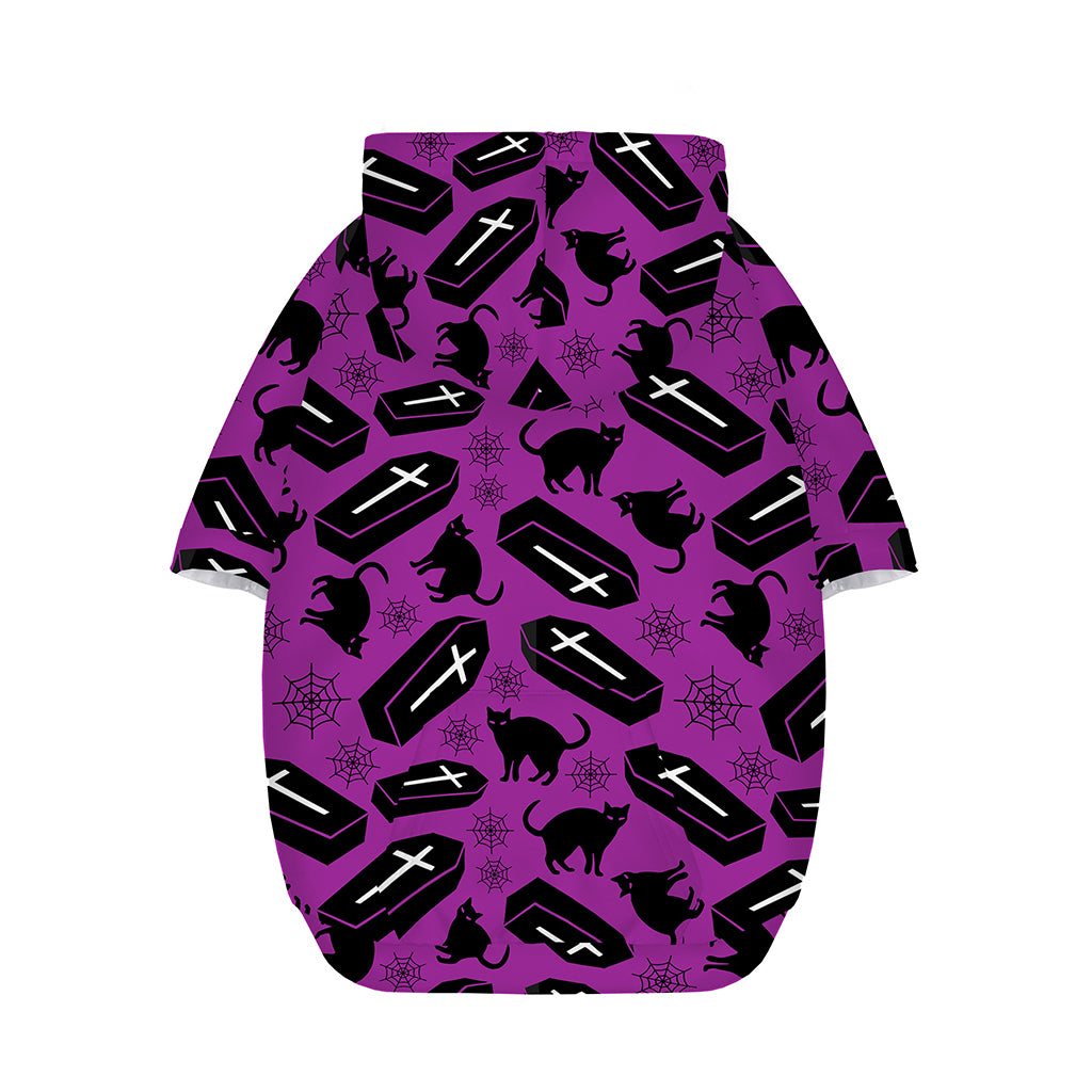 Purple Halloween Coffin Pattern Print Dog Zip Up Hoodie