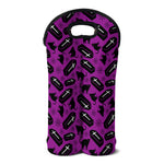 Purple Halloween Coffin Pattern Print Double Neoprene Wine Tote