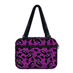 Purple Halloween Coffin Pattern Print Double Strap Bible Bag
