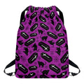 Purple Halloween Coffin Pattern Print Drawstring Backpack