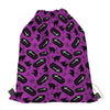 Purple Halloween Coffin Pattern Print Drawstring Bag