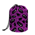 Purple Halloween Coffin Pattern Print Drawstring Makeup Bag