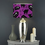 Purple Halloween Coffin Pattern Print Drum Lamp Shade