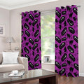 Purple Halloween Coffin Pattern Print Extra Wide Grommet Curtains