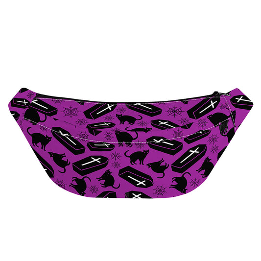 Purple Halloween Coffin Pattern Print Fanny Pack