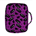 Purple Halloween Coffin Pattern Print Front Pocket Bible Bag