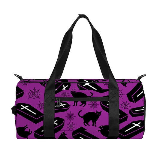 Purple Halloween Coffin Pattern Print Gym Bag