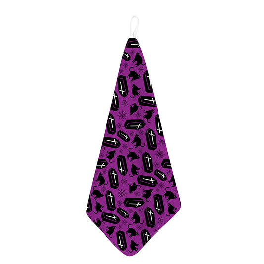 Purple Halloween Coffin Pattern Print Hand Towel