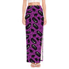 Purple Halloween Coffin Pattern Print High Slit Maxi Skirt