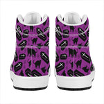 Purple Halloween Coffin Pattern Print High Top Leather Sneakers