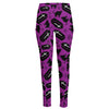 Purple Halloween Coffin Pattern Print High-Waisted Pocket Leggings