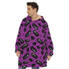 Purple Halloween Coffin Pattern Print Hoodie Blanket