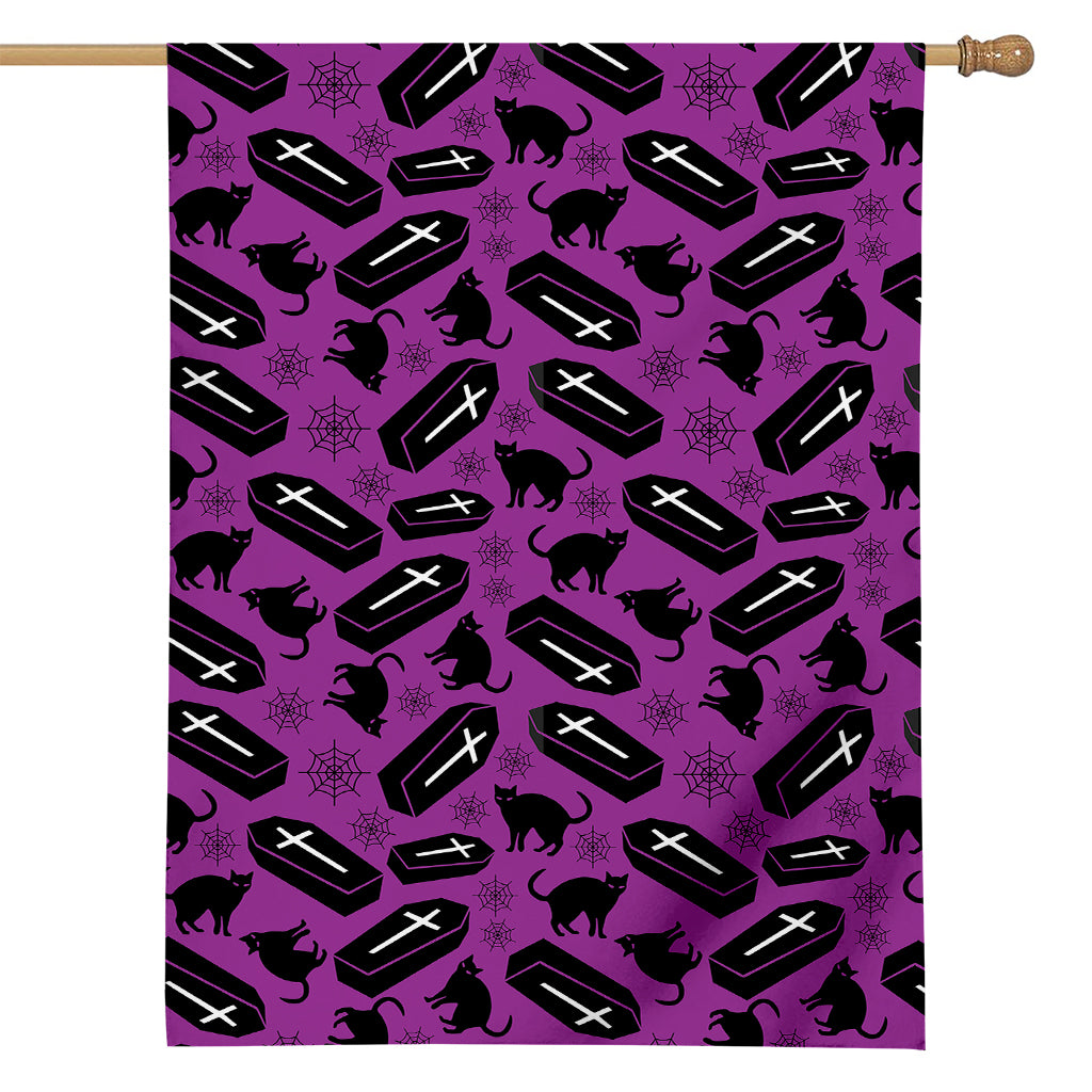 Purple Halloween Coffin Pattern Print House Flag