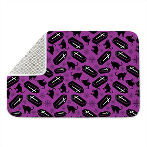 Purple Halloween Coffin Pattern Print Indoor Door Mat