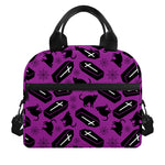 Purple Halloween Coffin Pattern Print Insulated Lunch Bag