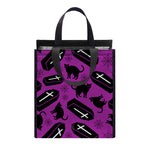 Purple Halloween Coffin Pattern Print Insulated Lunch Tote