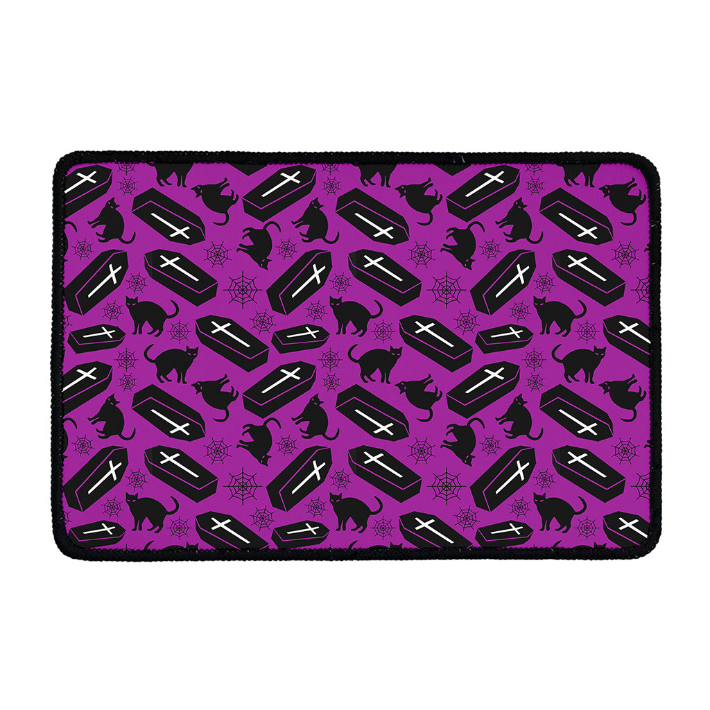 Purple Halloween Coffin Pattern Print Kitchen Mat