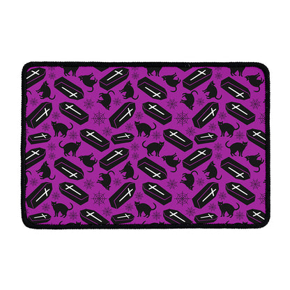 Purple Halloween Coffin Pattern Print Kitchen Mat