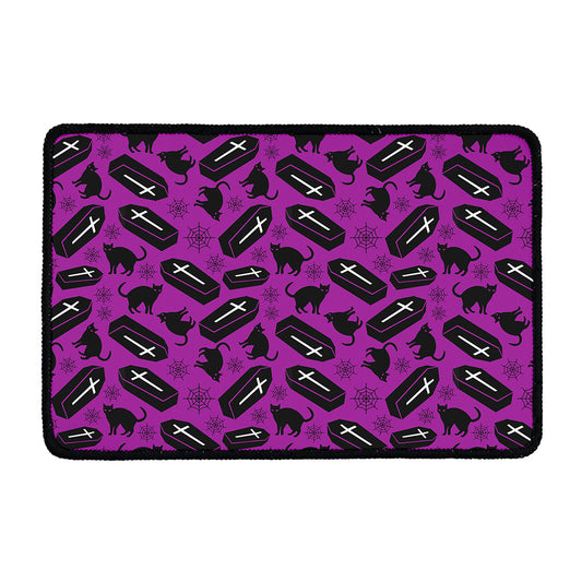 Purple Halloween Coffin Pattern Print Kitchen Mat