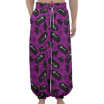 Purple Halloween Coffin Pattern Print Lantern Pants