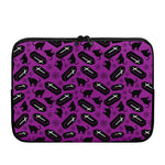 Purple Halloween Coffin Pattern Print Laptop Sleeve