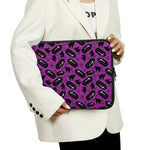 Purple Halloween Coffin Pattern Print Laptop Sleeve