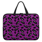 Purple Halloween Coffin Pattern Print Laptop Sleeve With Handle