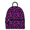 Purple Halloween Coffin Pattern Print Leather Backpack