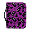 Purple Halloween Coffin Pattern Print Leather Bible Cover