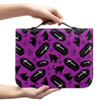 Purple Halloween Coffin Pattern Print Leather Bible Cover
