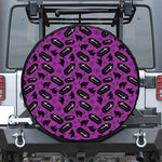 Purple Halloween Coffin Pattern Print Leather Spare Tire Cover