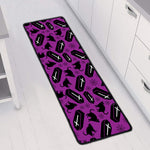 Purple Halloween Coffin Pattern Print Long Kitchen Mat