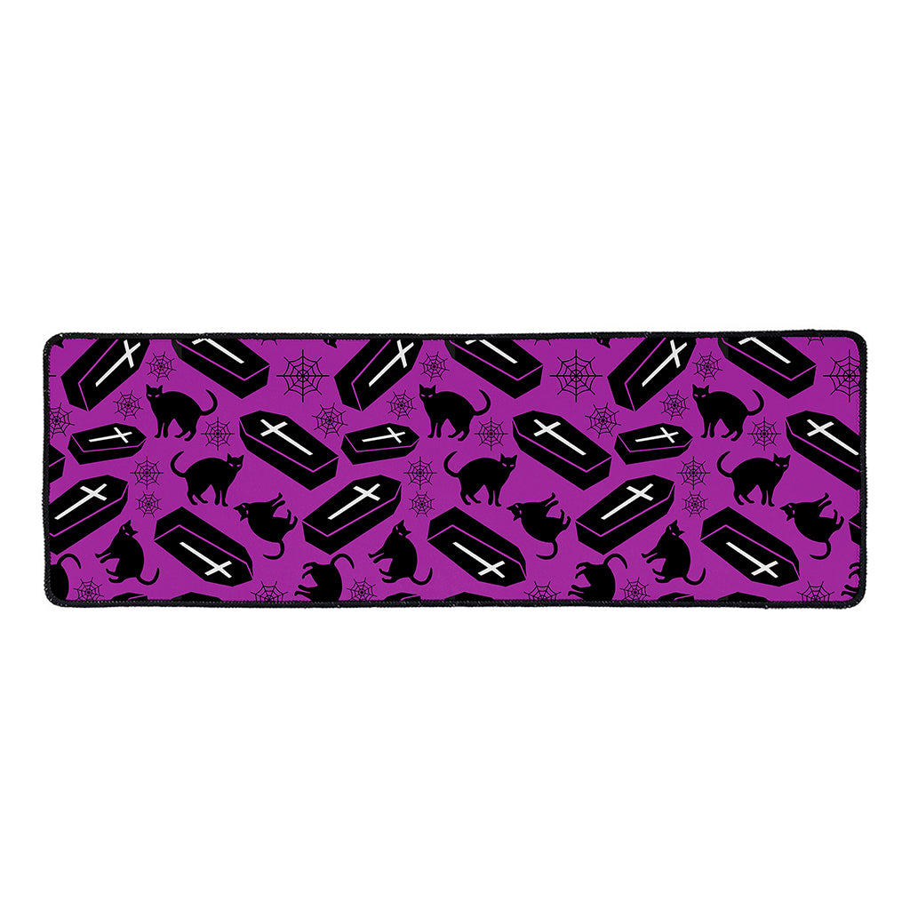 Purple Halloween Coffin Pattern Print Long Kitchen Mat