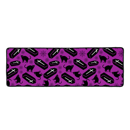Purple Halloween Coffin Pattern Print Long Kitchen Mat