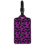 Purple Halloween Coffin Pattern Print Luggage Tag