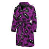 Purple Halloween Coffin Pattern Print Men's Bathrobe